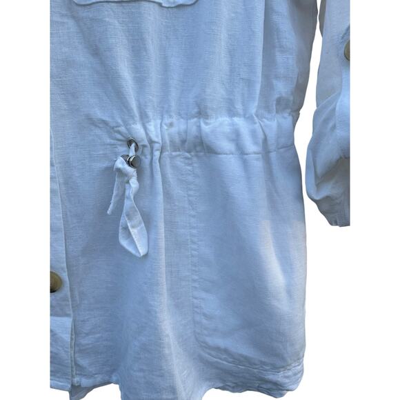 Liz Claiborn LINEN/COTTON white safari jacket/ top size Mediumn - Picture 4 of 5